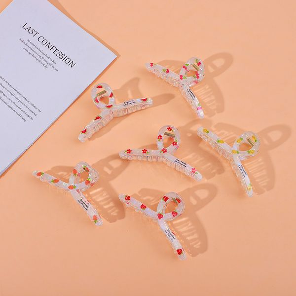 

transparent fruit grab clip, colorful acrylic hair clip, large shark clip, high-end feel plate hair clip, sweet shower clip