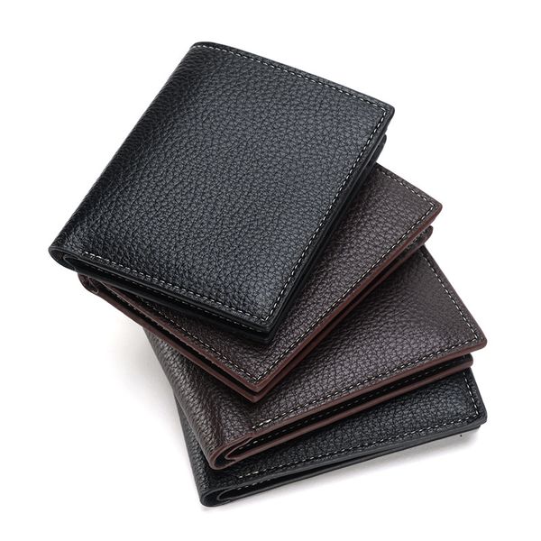 

Designer Men Advanced Retro Fashion Wallet Multi functional Lightweight Practical Thin Money Versatile Leather Bag Clip Trendy Clip Wholesale, 1602 black