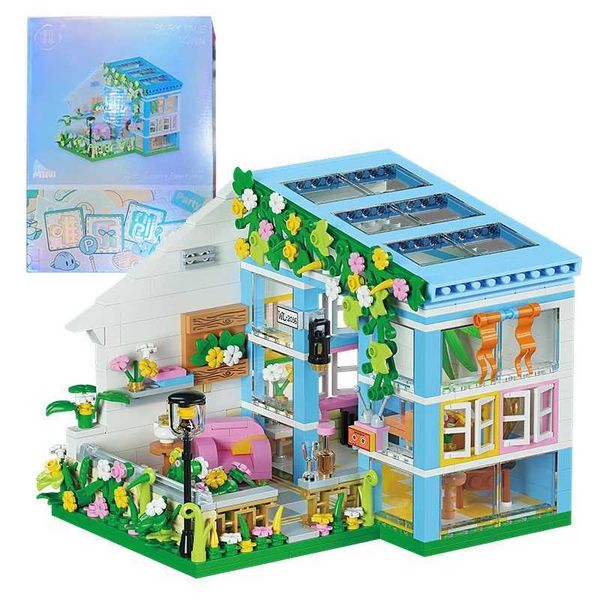 

Bloc Creative Sunshine wer House Building Art Micro City View Shop Assembly Bric Toys Gifts for Kids Girl H240523