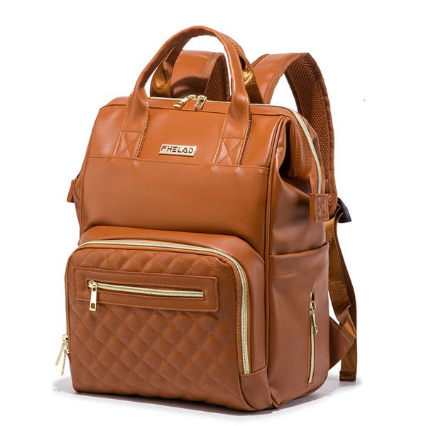 

Mommy Bag 2022 Summer New Solid Color PU Waterproof Milk Bottle Insulation Fashion Versatile Handheld Shoulder Maternal and Child Bag, Brown