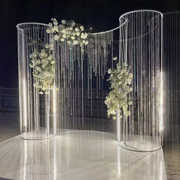 No flower no chair no table including)wedding back drop acrylic crystal curtain wedding mall decoration white background curtains for wedding event party
