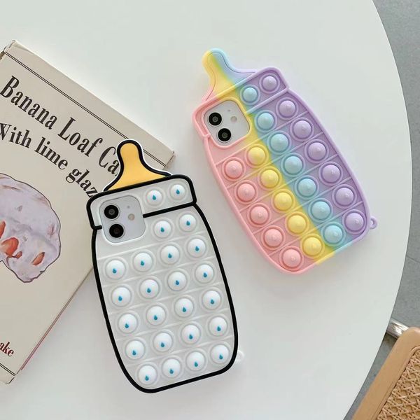 

Pressing Bottle Silicone Case for IPhone 12 Pro Max 11 8 7 Creative Shockproof Bumper Cover, White