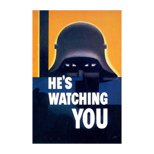 

Hes Watching You Vintage World War II Two WW2 USA Military Propaganda Wall Art Decoration Poster Canvas Print