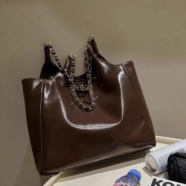 

Fashionable retro design bag niche and versatile single shoulder crossbody bag popular lazy feng shui bucket bag women chain bag, Brown