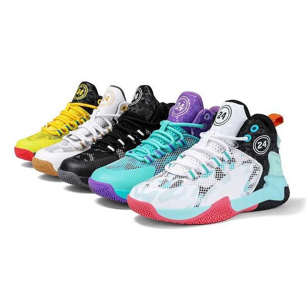 

Athletic Outdoor Childrens basketball boys non slip training outdoor leather childrens sports shoes WX5.22, Multi-color