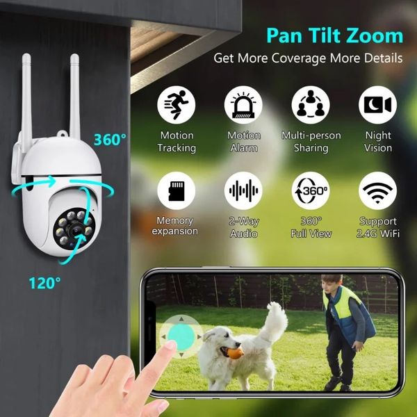 

NEW 5G WIFI IP Camera CCTV Surveillance Outdoor 4X Digital Zoom Night Full Color Wireless Waterproof H.265 Audio Security