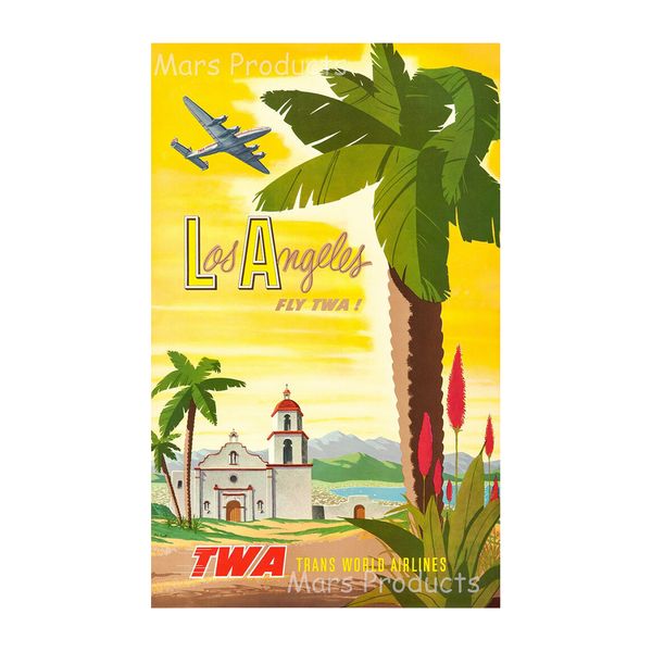 

Los Angeles TWA 1950s Vintage Style Travel Wall Art Decoration Poster Canvas Print