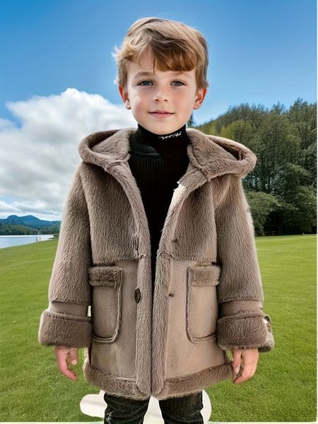 

Children's clothing, boys' foreign style jacket, winter clothing, children's woolen coat, autumn and winter new baby suede windbreaker, thickened and trendy, Camel