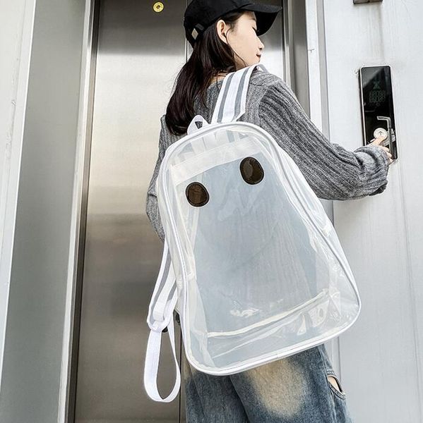 

Factory wholesale men's and women's shoulder bags summer fashion ghost student backpack personality funny transparent PVC beach backpack trend handbag 6679#, Purple