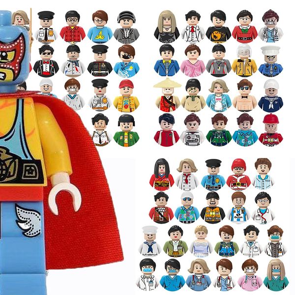 Minifig Movie Series Bricks Blocks Toys Kids DIY Toys Ninja Doll Chicken Eating Police Style Couple Wedding Children Building Block Toy Gifts