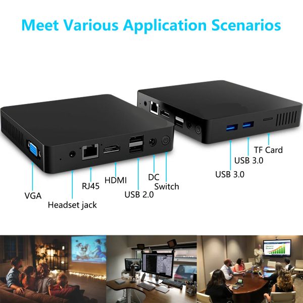 SZBOX S33 CPU N3350 MINI PC Windows 10 Mini PC 6GB RAM 64GB ROM 2.4G WiFi BT4.0 LAN 1000Mbs 4K HD Office Desktop MINI Computer