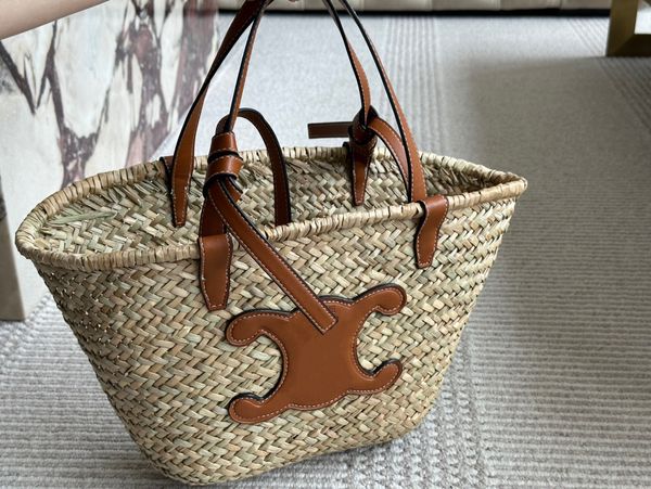 

Medium quality Designer Ladies Shopping Bags Commuter Vacation Dish Basket Beach Bag Straw Woven Tote Bag Crossbody Bags, Brown