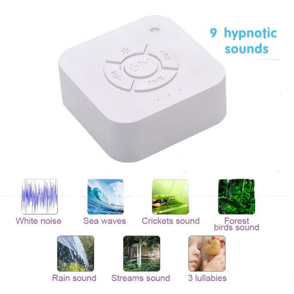White Noise Sound Machine USB Rechargeable Sleep Alert Baby Sound Machine Timed Shutdown For Baby Sleep Soother Office Travel