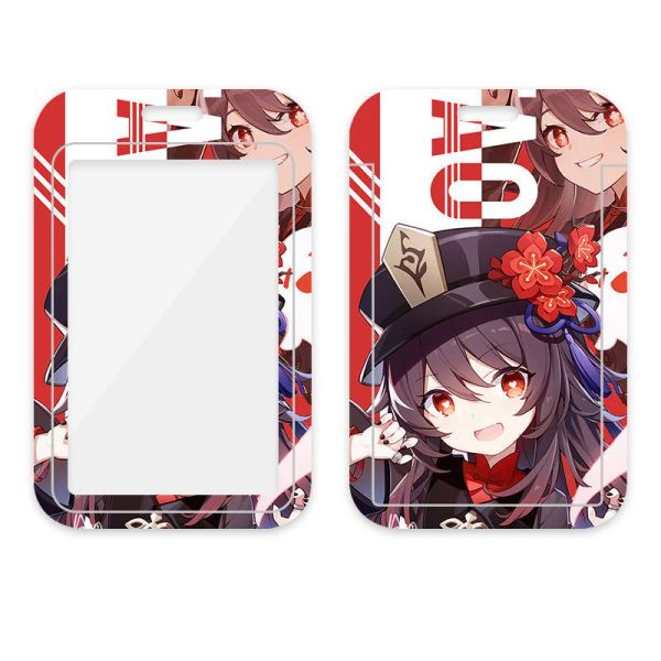 Genshin Impact Game Kawaii New Character Xiao Zhongli Kazuha Hutao Push-Pull Custom Design Neck Strap Lanyards Card Badge Holder
