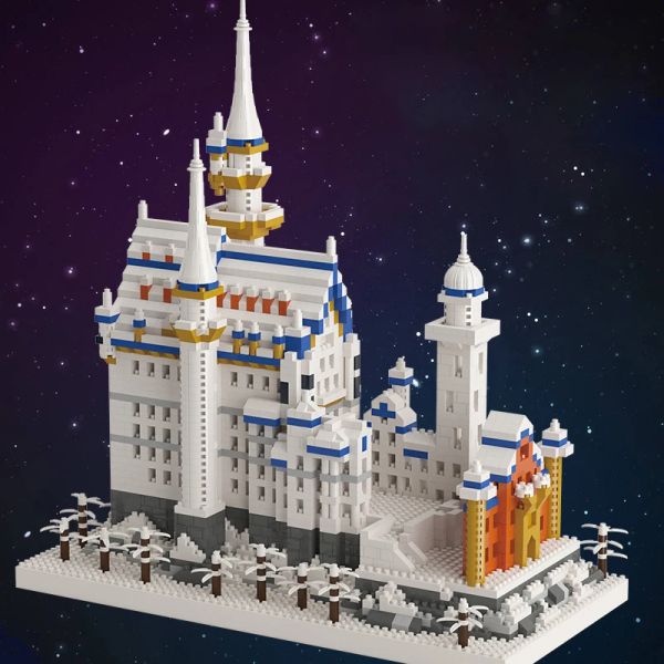 

World Mini Architecture Snow New Swan Stone Castle LED Light Model Diamond Blocks Bricks Building Toy For Children No Box