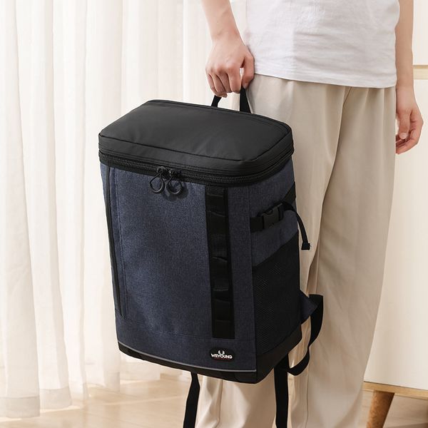 

Factory sales fashion shoulder bag simple large-capacity double-color waterproof picnic insulation backpack travel leisure refrigeration package 8082#, Gray