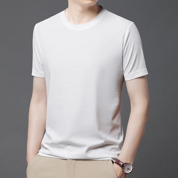 

Men's Waffle Round Neck Short sleeved T-shirt Men's Top T-shirt, Khaki