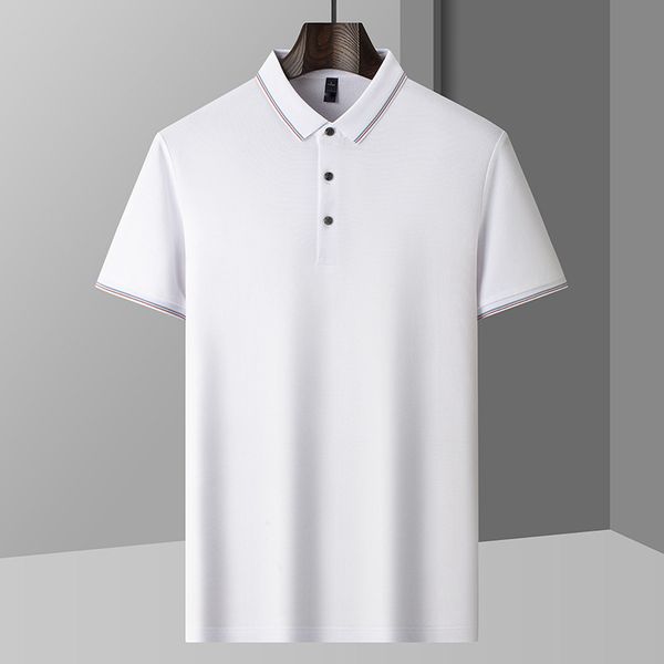 

Men's short sleeved polo shirt with mulberry silk, men's summer lapel T-shirt, men's breathable, Gray
