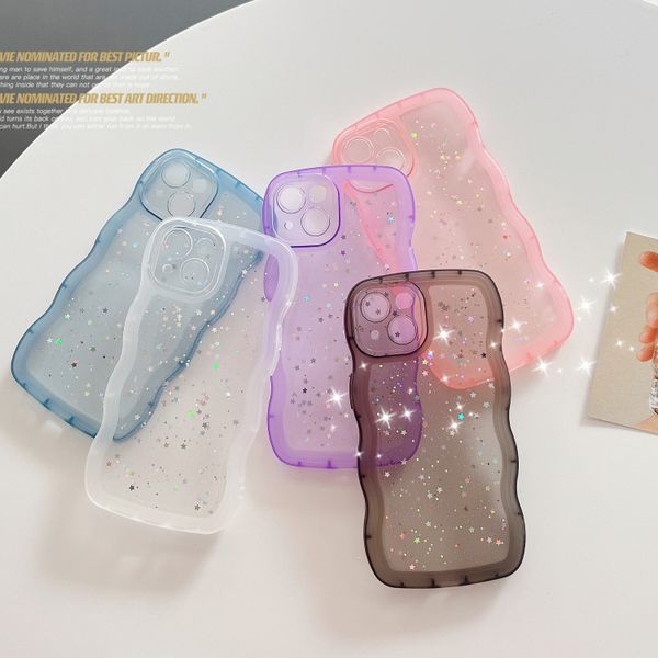 

Bling Star Sequins Transparent Case for IPhone 15 14 13 12 11 Pro Max XR X XS Max 7 8 Plus Glitter Powder Sparkle Soft TPU Cover, White
