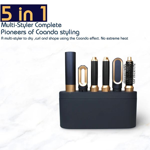 

5 in 1 Electric Iron Dryers Curg Rollers Hair Curler With Dryer And Straightening Brush 240520, Silver