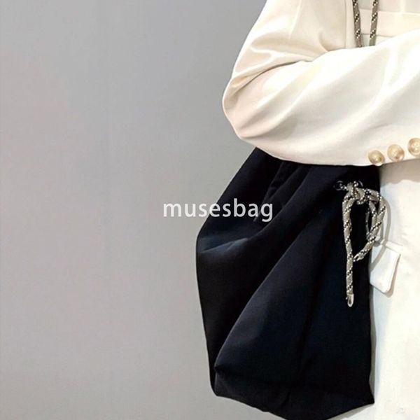 

Designer Bag Academy Style Oxford Cloth Large Capacity Casual Knot Adjustable Japanese Tote Bag Single Shoulder Crossbody Bag, Black