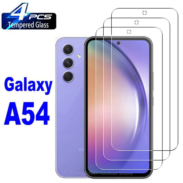 0.33mm 180 Glue 2/4Pcs Tempered Glass For Samsung Galaxy A54 Screen Protector Glass Film smile