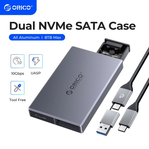 Aluminum Dual ddmysmile ORICO Alloy Bay Dual Nvme M2 SSD Case Support M.2 Nvme SSD Disk For M Key B&M Key SSD Tool Free Enclosure Smile B&