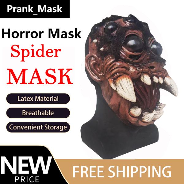

Horror Spider Mask Halloween Costume Latex Mask Cosplay Multi-eyed Open Mouth Spider Horror Thriller Bloody Mask Dress Up Props Full Face Headgear Free Shipping