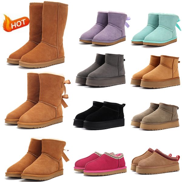 

designer tazz Baotou boots slipper uggslipper tasman short and long bowknot ugglys boots brown black pink gray winter hot men women outdoor snow shoes 35-45, #26