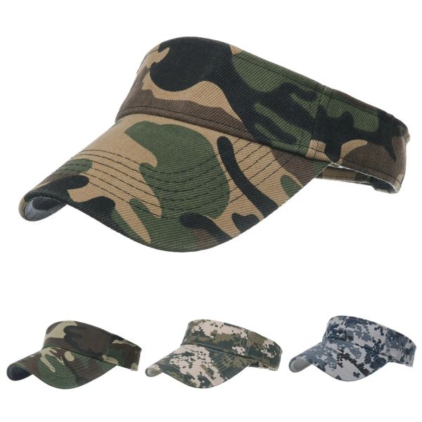 

Camouflage Summer Breathable Sun Hats Men Women Adjustable Visor UV Protection Top Empty Sports Tennis Running Sunscreen Cap, Select