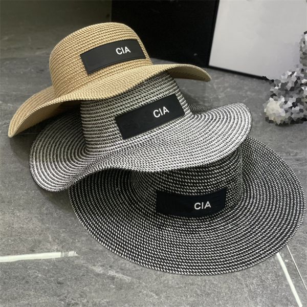 

Designer Beach Hat Fashion Straw Hats For Womens Summer Grass Braid Letter Luxury Mens Summer Large Brimmed Hat Bob Vacation Sunhats Casquettes, Silver
