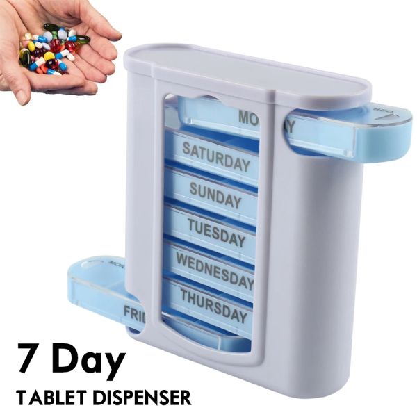 7 Day Pill Box Tablet Dispenser Portable Plastic 28 Grids Weekly Case Storage Organizer Container Travel Vitamins