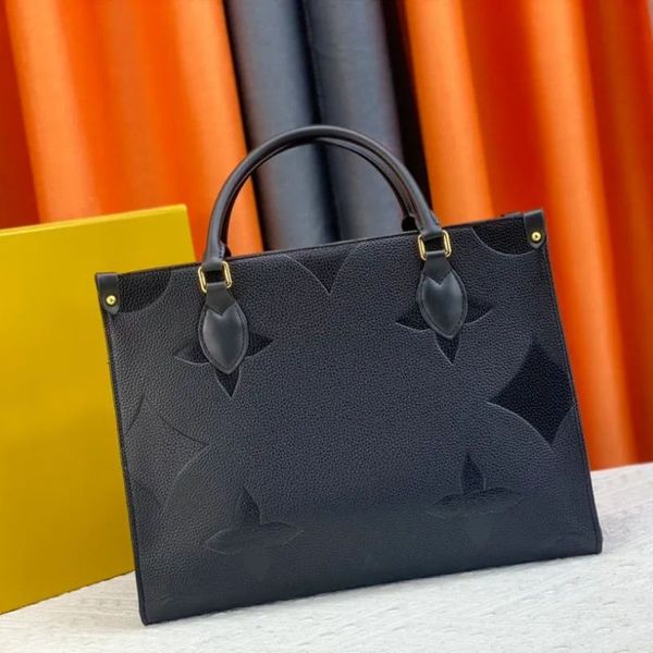 Tote bag handbag genuine leather large capacity designer shopping bag, embossed onthego classic shopping bag luxurious Totes for women quick shipping