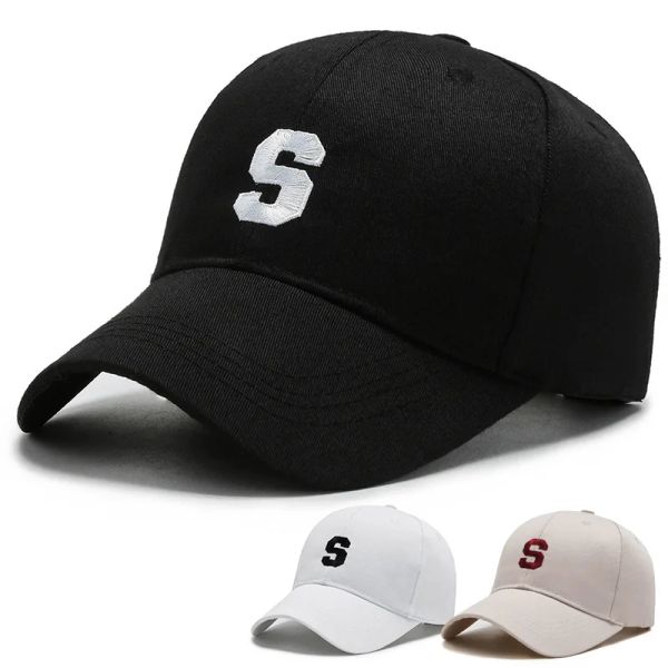 

Cotton Women Baseball Cap Male Casual Embroidery Letter S Sun Hats Spring Summer Unisex Fashion Solid Color Simple Hip Hop Caps, Beige