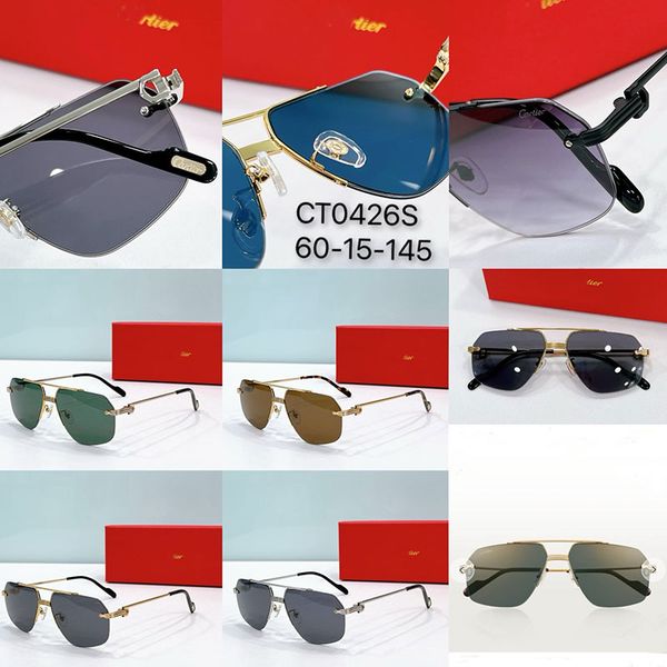 

New Business Aviator Sunglasses 0426 Mens Designer Glasses Screw Logo Design High Quality Metal Frame 100% UV Resistant Outdoor Fishing and Climbing Sunglasses