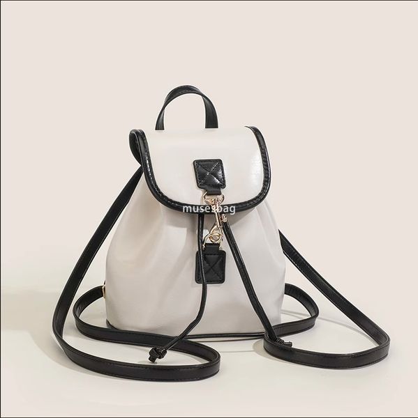 

High quality backpack for men and women designer bag for fashion and leisure simple and versatile flip top large capacity backpack, White
