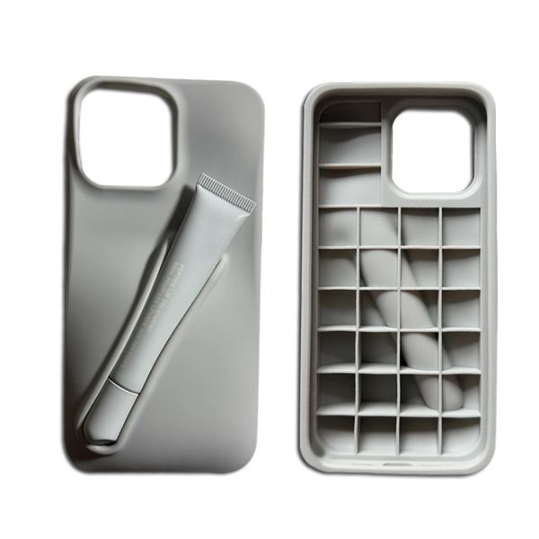 

Designer Portable Design Gloss Lipstick Lip Balm 3D Make-Up Silicone Phone Case for iPhone 15 14 13 12 Pro Max Lipgloss Holder Cover No lipstick, Default