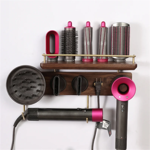 

Farmhouse Organizer Hairdryer Bathroom Storage Rack Blow Curg Iron Holder Wall Mounted Hair Dryer Hanger, Black