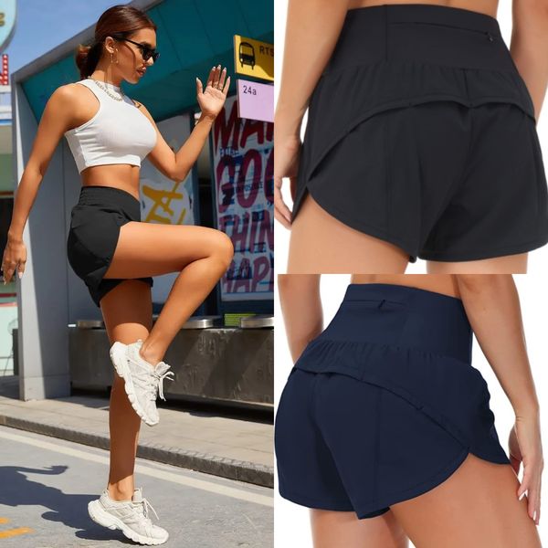

Speed Up High-Rise Lined Short Waist Sports Shorts Women's Set Quick Drying Loose Running Clothes Back Zipper Pocket Fitness Yoga, 1-1