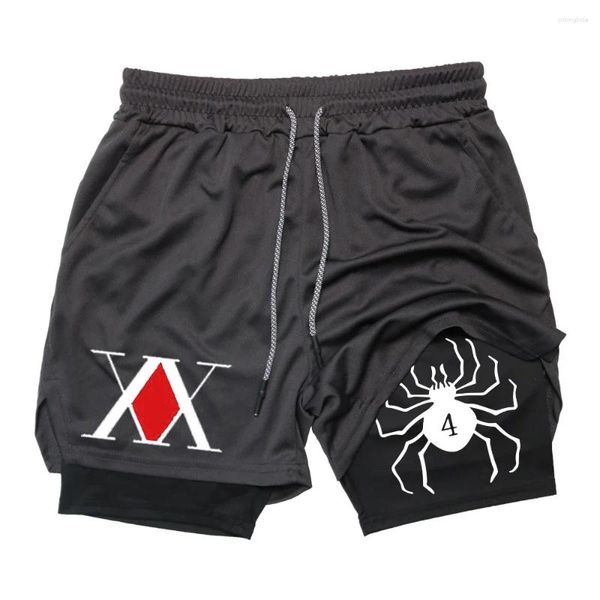 

Men's Shorts Anime X Gym Bilayer 2-in-1 Breathable Quick-drying Absorb Sweat Sports Short Jogging Pants, Navyblue quank019d