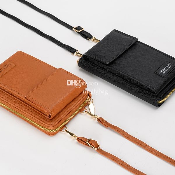 

Designer Women High Quality Fashion New Phone Wallet Multi functional Shoulder Bag PU Leather Classic Retro Crossbody Bag Multi color, 7107black