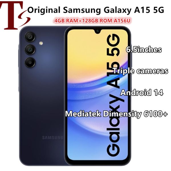 Refurbished Original Samsung Galaxy A15 5G A156 Android 14 Octa Core 6.5 inch 1080x2340 4GB RAM 128GB ROM triple cameras smartphone