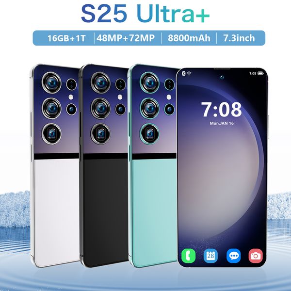 

s25 ultra new ultrathin original global version 5g smartphone 16gb1tb 8800mah 48mp72mp qualcomm8 gen 2 4g 5g network phone android, White