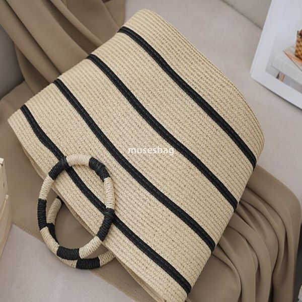 

Large capacity straw woven new woven bag seaside vacation beach bag women bag business gift bag minimalist packaging bag women shoulder bag handbag, Khaki