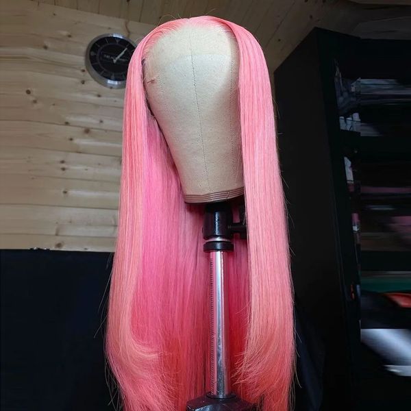 

Transparent Hd Pink Lace Front Wig Human Hair Preplucked Brazilan 360 Bone Straight Frontal 613 Colored Blonde/blue /red /grey Cosplay Tfij al, Ombre color