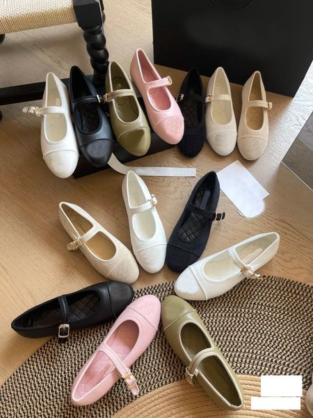10A fashion Classic Colored Round toe pearl chain ankle strap ballet flats shoes Mary Jane flats loafers women Luxury designer Dress Holiday shoes Factory 35-41