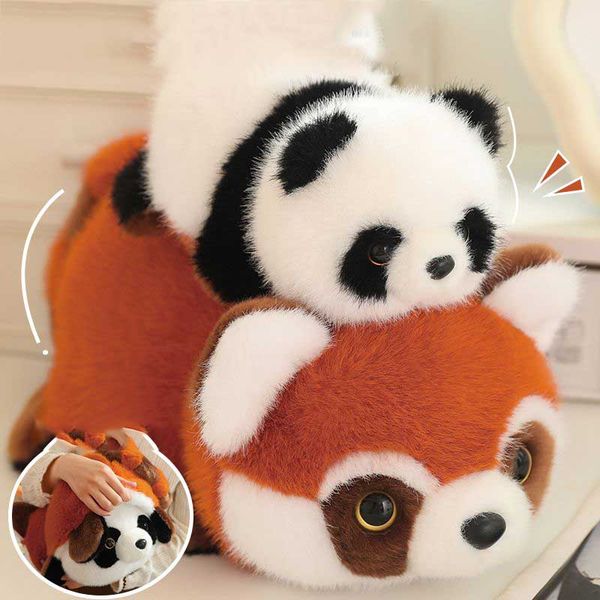 

Little Raccoon Flips Over to Transform into Giant Panda Plush Toy Hat Detachable Doll Birthday Gift 3 Sizes, Multicolor
