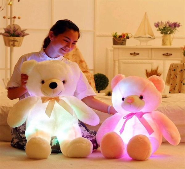 

glowing 50cm stuffeed animal led flashing plush cute light up coloful teddy bear dolls toy kid baby toy birthday holiday gift4046570, Pink