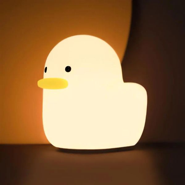 

UNEEDE Lights LED Benson Duck Night Light Cute Animal Silicone Nursery Rechargeable Table Lamp with Touch Sensor for Baby Girls Women Bed