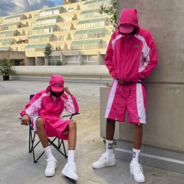 

Summer trend new patchwork jacket loose shorts European and American high street men and women breathable casual five-point pants, Silver
